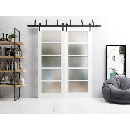 Sartodoors Barn Interior Door, 42" x 84", Gray QUADRO4002BBB-WS-36