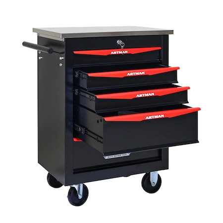 Wrightmaster 22 in. W x 13.6 in. D 5-Drawer Metal Roller Cabinet Tool Chest in Black ZR-245250