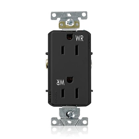 Leviton Receptacle Outlet, 15A, Black, 125V WDR15-E
