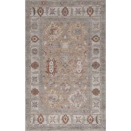 Jonathan Y Kisara Oushak Style Distressed Border Non-Slip Machine-Washable Beige/Cream 3 ft. x 5 ft. Area Rug PTN101E-3