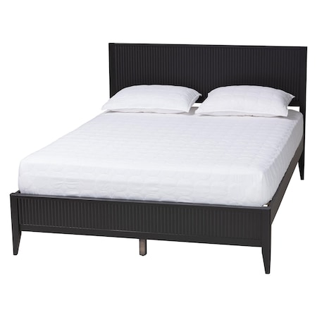 Baxton Studio Primrose Mid-Century Black Fluted Wood King Size Platform Bed 249-13818-ZORO