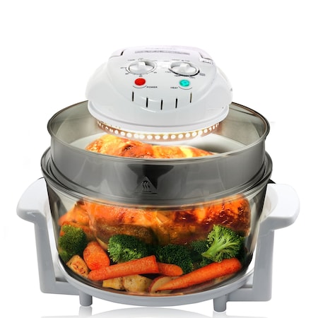 Megachef Multipurpose Countertop 14.25 Inch Halogen Oven Air Fryer/Rotisserie/Roaster in White MCAI-850W
