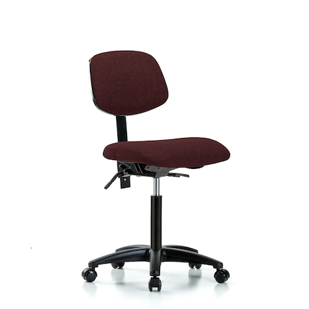 Blue Ridge Ergonomics Chair, Fabric, Med Bench, Casters, Bur, No Arms, 22" to 29" Height, Burgundy BR-FMBCH-RG-T0-A0-NF-RC-F41