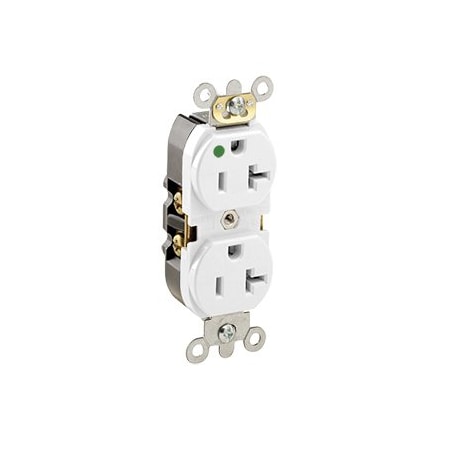 Leviton Extra Heavy Duty Hospital Grade Duplex Receptacle, 20 Amp, 125 Volt 8300-HLW
