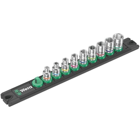 Wera Magnetic socket rail A Imperial 1 Zyklop socket set, 1/4 in drive, imperial, 9 pieces 5005420001