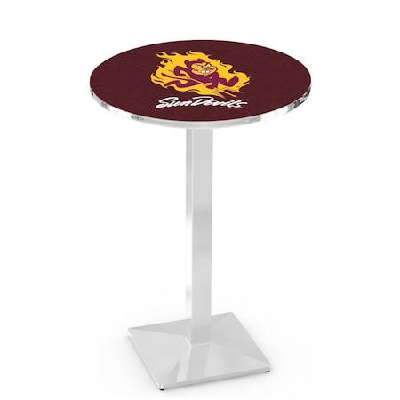 Holland Bar Stool Co 36" Chrome Arizona State Pub Table, Sparky Logo, 36" dia. Top L217C3636ArizSt-S