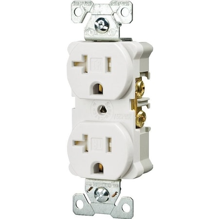 Eaton Wiring Devices Straight Blade Receptacle, 5-20R, 20 A, 125V AC, 2 Pole, 3 Wire, Flush Mount, Grounded TRBR20W-BXSP