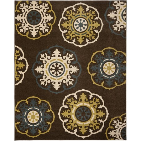 Safavieh 8 x 10 ft. Large Rectangle Floral Newbury Brown and Green Area Rug NWB8699-2552-8