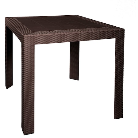 Leisuremod Mace Weave Design Outdoor Square Dining Table, Brown MT31BR
