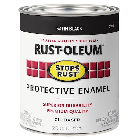 Stops Rust Qt Brands Black Protective Enamel, Satin 7777502