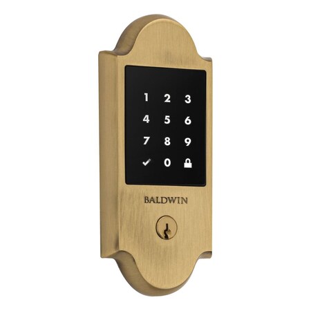 Baldwin Z-Wave Boulder Touchscreen Deadbolt with Schlage C Keyway Satin Brass and Brown Finish 8235060ZW