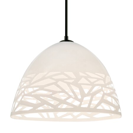 Besa Lighting Besa Kiev Pendant, White, Black Finish, 1x 60W MAX E26 Base 1JT-KIEVWH-BK