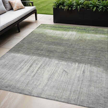 Homeroots 5' X 8' Fern Green And Gray Abstract Washable Indoor Outdoor Area Rug 632048