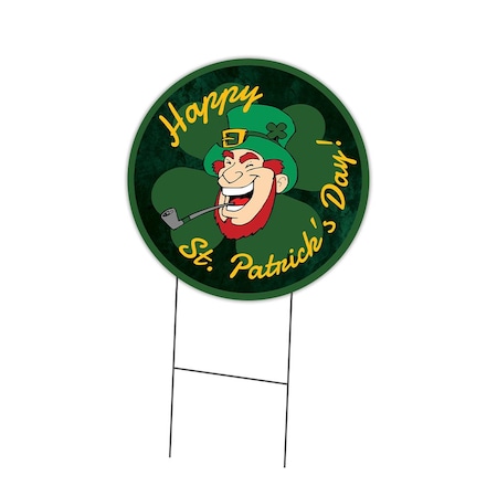 Signmission Happy St Patrick Day 2 Double Sided Corrugated Plastic Circle Yard Sign C-16-CIR-DS-WS-Happy st Patrick Day