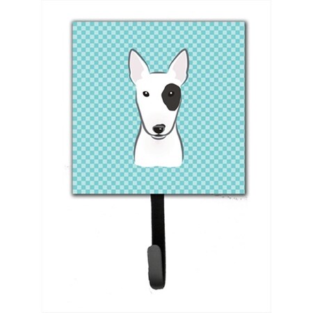 Carolines Treasures Checkerboard Blue Bull Terrier Leash Or Key Holder BB1147SH4