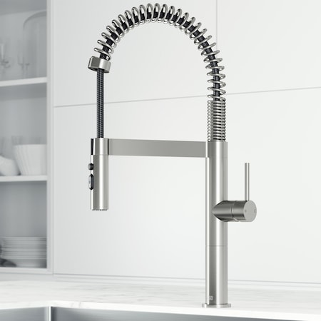 Vigo Edison Pro Single Handle Pull-Down Kitchen Faucet in Stainless Steel VG02052ST