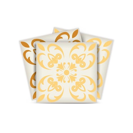 Homeroots 8" X 8" Golden Yellow Retro Peel And Stick Removable Tiles 399844