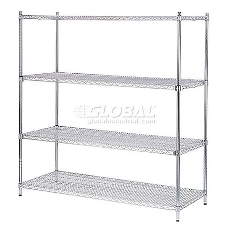 Global Industrial Nexel 4 Shelf, Poly-Z-Brite Quick Adjust Wire Shelving Unit, Starter, 72"W x 18"D x 54"H 798247