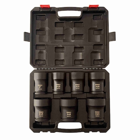 Sunex 3/4 in Drive Sae 6 Point Deep Truck Pinion Locknut Extra Thin Wall 7-Piece Impact Socket Set 4667