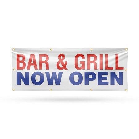 Signmission Bar and Grill Now Open, 36 Inch x 96 Inch, Vinyl Banner B-96-30478