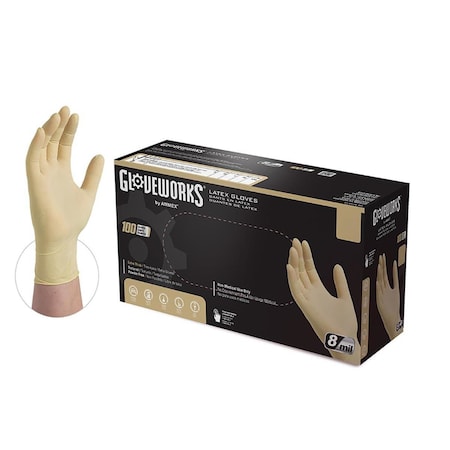 Ammex Xl Gloveworks Hd P/F Textured Latex Gloves 100 Gloves/Box ILHD48100