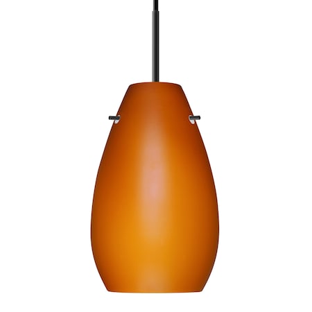 Besa Lighting Besa Pera 9 Pendant, Amber Matte, Black Finish, 1x 9W LED 1JT-412680-LED-BK
