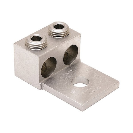 Burndy Mechanical Connector, 2 Conductor, 5/8 in Stud, Aluminum K2A40U