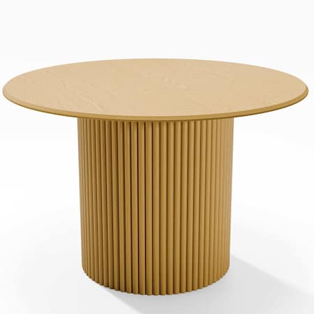 Homeroots 46" Brown Solid Wood Pedestal Base Round Top Dining Table 720973