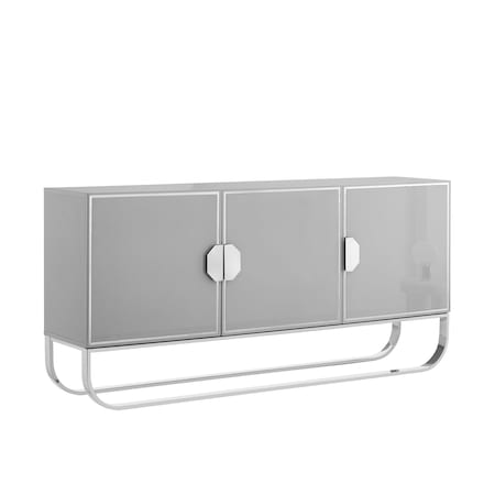 Homeroots 71" Gray Sideboard with Three Doors 545566
