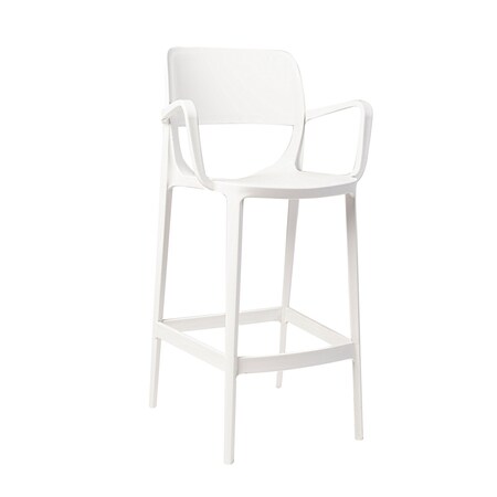 Rainbow Outdoor Bella Set of 2 Stackable Barstool-White, PR RBO-BELLA-WHT-BS-SET2