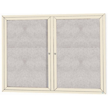 Aarco Outdoor Illuminated Enclosed Bulletin Board w/ Al Frame, Powder Coated Ivory, 48''Hx60''W ODCC4860RIIV
