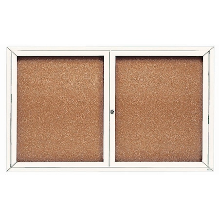 Aarco Enclosed Natural Pebble Grain Cork Bulletin Board w/ White Powder Coated Al Frame, 36''Hx60''W DCC3660RW