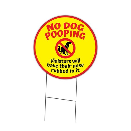 Signmission No Dog Pooping Double Sided Corrugated Plastic Circle Yard Sign C-24-CIR-DS-WS-No Dog pooping