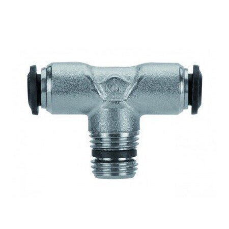 Usa Industrials Push to Connect Tube Fitting, Nickel Plated Brass w/ Plastic Release Ring, Male Branch Tee, 8mm ZUSA-TF-PTC-NPBR-183