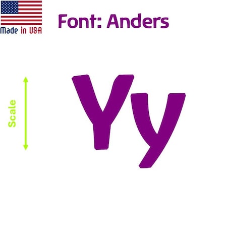 Aacc Self-Adhesive Vinyl Letter: Y, Scale: 9 in. Color: Purple Font: Anders by, 4PK AACC-Anders-UY-Purple-I9x4