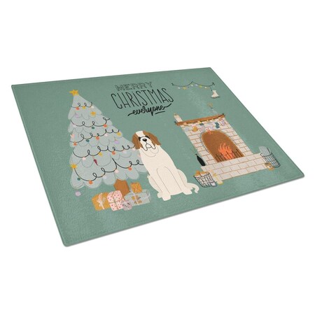 Carolines Treasures Saint Bernard Christmas Everyone Glass Cutting Board - Large CK7598LCB