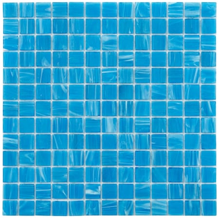 Apollo Tile Celestial 12 in. x 12 in. Glossy Dodger Blue Glass Mosaic Wall and Floor Tile 20 sqft/case, 20PK APLST88BL533A