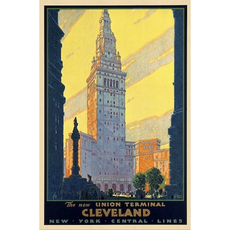 Homeroots Cleveland Union Terminal Vintage Travel Unframed Print Wall Art 394274