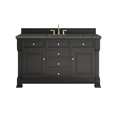 James Martin Vanities Brookfield 60 in. Single Vanity, Black Onyx w/ 3 CM Parisien Bleu Silestone Top 547-V60S-BKO-3PBL