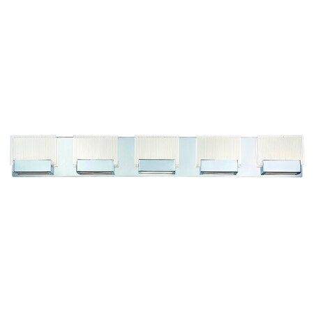 Eurofase Sonic Contemporary LED Bathbar, 5-Light, 2500 Lumens, Clear/Chrome 31441-018