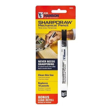 C.H. Hanson Sharpdraw Heavy-Duty Carpenter Pencil with Refill, Hi-Viz Green, 7-3/8 in L 10333