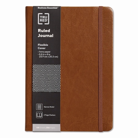 Tru Red Flexible-Cover Business Journal with Elastic Closure, 1-Subject, Narrow Rule, 128 8 x 5.5 Sheets TR61952