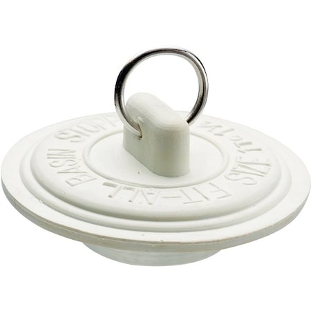 Plumb Pak Duo Fit Series Drain Stopper, Rubber, White, For: 1-5/8 to 1-3/4 in Sink PP22006