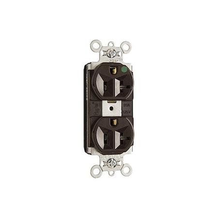 Pass & Seymour Straight Blade Receptacle, 5-20R, 20 A, 125V AC, 2 Pole, 3 Wire, Recessed Mount, Grounded PT8300H