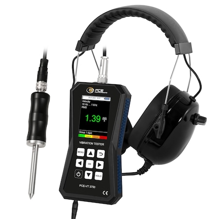 Pce Instruments Vibration meter with needle sensor, 0-399.9 m/s sq. with 10-10 kHz FFT and 0-399.9 mm/s velocity PCE-VT 3750S