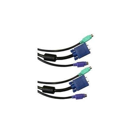 Cable Wholesale KVM Cable, Black, SVGA and 2 PS/2, HD15 Male and 2 x MiniDin6 Male, 6 foot 10H1-30106BK