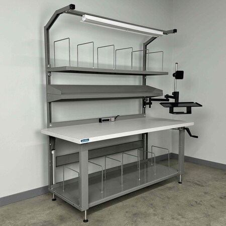 Stackbin Packing Work Bench, 72"W, 28-40"H, 1000lb 4-6PACK-3E-GY