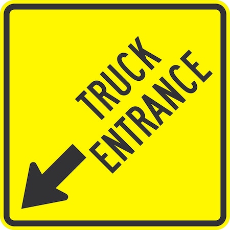 Lyle Truck Entrance (with Left Arrow), 24x24, Diamond Grade, Yellow G-12240-DG_24x24