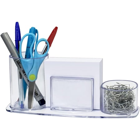 Acrimet Millennium Desktop Organizer Cup Caddy Plastic with 200 Sheets Memo Paper Crystal Color 740.3