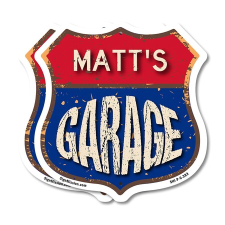 Signmission Matt's Garage, 6 inch X 6 inch, Plastic Sign, 2PK SHI-P-2PACK-6-383-MATT